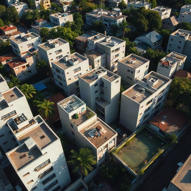 Vista aérea de um bairro residencial modernista em São Paulo